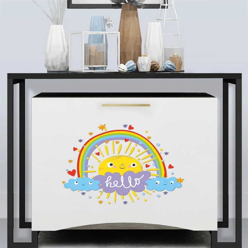 Wall stickers home decoration DIY creative rainbow sun mobile wall decorative window L0426 | Дом и сад