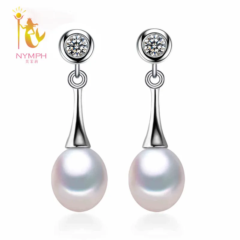Женские серьги NYMPH из натурального жемчуга 8 9 мм модные на юбилей E1068|drop earrings|gifts for