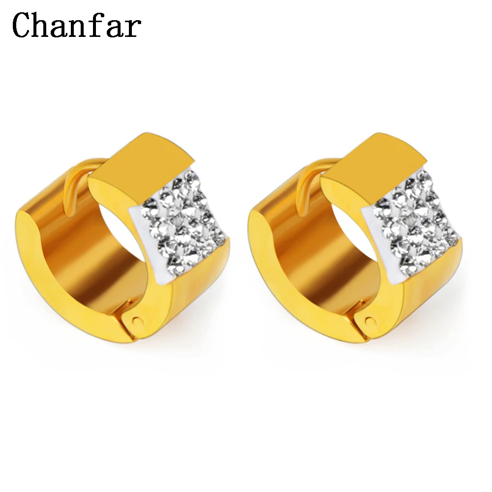 

Chanfar 7MM Width Clear Rhinestone Stainless Steel Earrings Shining Crystal Paved Stud Earrings For Women Fashion Jewelry