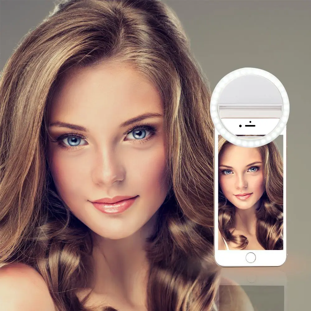 LED Tragbare Fotografie Flash Light Up Selfie Lichtlampe Telefon Ring licht Nacht video для iPhone X 8 Plus Samsung S9 S8|Переходники