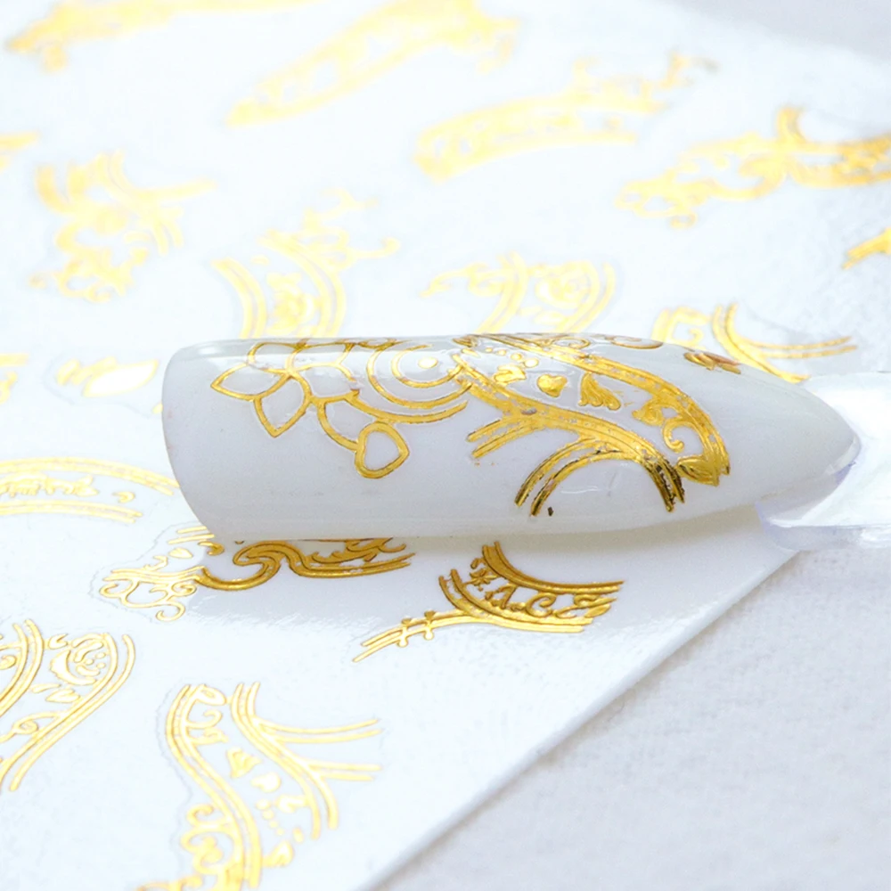 30 шт. смешанный дизайн 3D наклейка на ногти водная переводная Золотая Серебряная - Фото №1