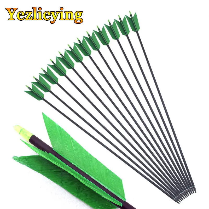 

6/12pcs Hunting Archery Crossbow Mix Carbon Arrows Bolts 4inch Turkey feather for 20-50lbs Longbow Recurve Bow