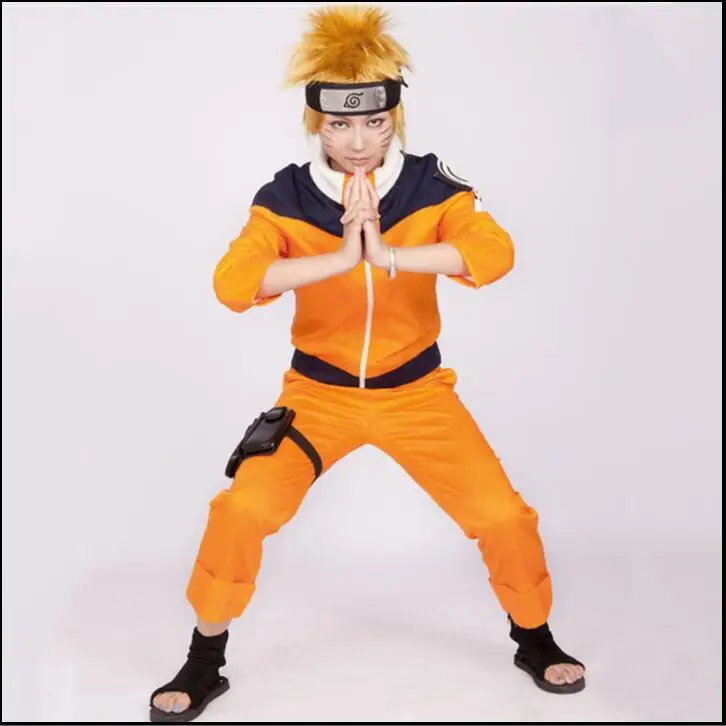 1 Аниме Cos NARUTO Uzumaki Naruto, карнавальный костюм для мальчиков и девочек, костюмы для шоу, японские костюмы с героями мультфильмов, топ+ штаны - Цвет: 1