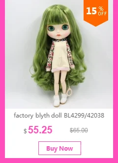 Фабрика blyth кукла зеленый микс синие волосы сустава тела белая кожа 1/6 BL62274006