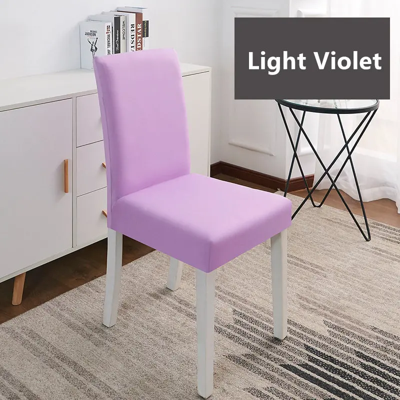 Light Violet 20 цветов чехол для кресла спандекс стрейч эластичные Чехлы сплошной цвет чехлы на стулья для столовой кухни свадьбы банкета отеля - Цвет: Light Violet