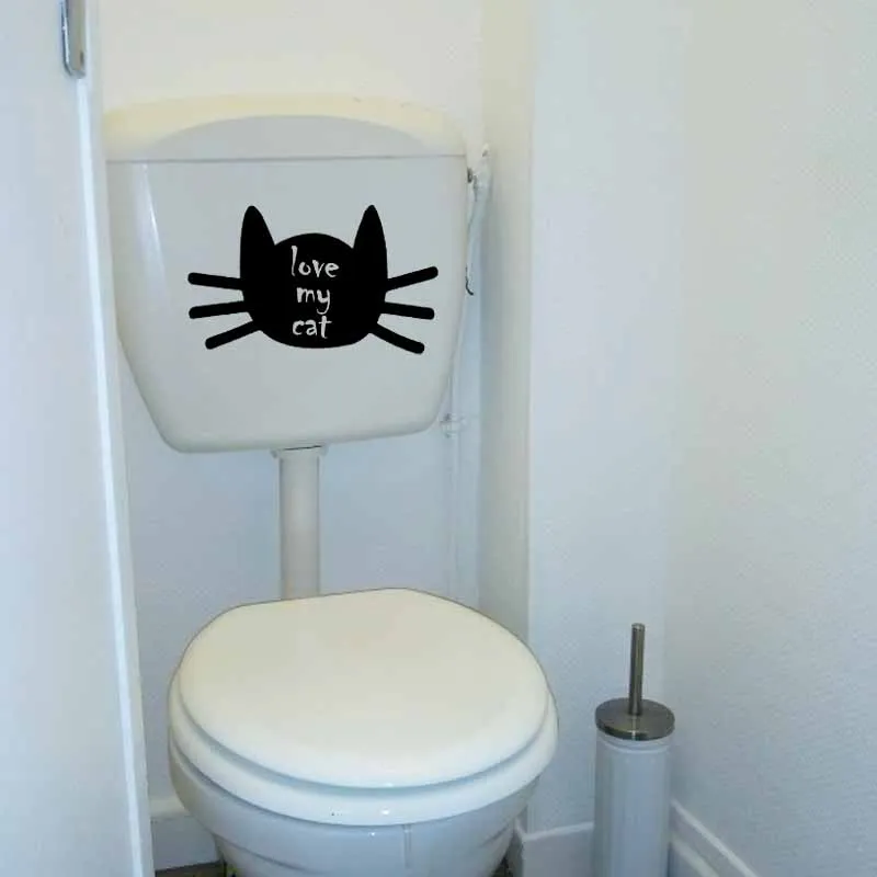 YOJA 23.3X14.2CM Love My Cat наклейки для унитаза стены Стикеры Китти кошачьей любимого