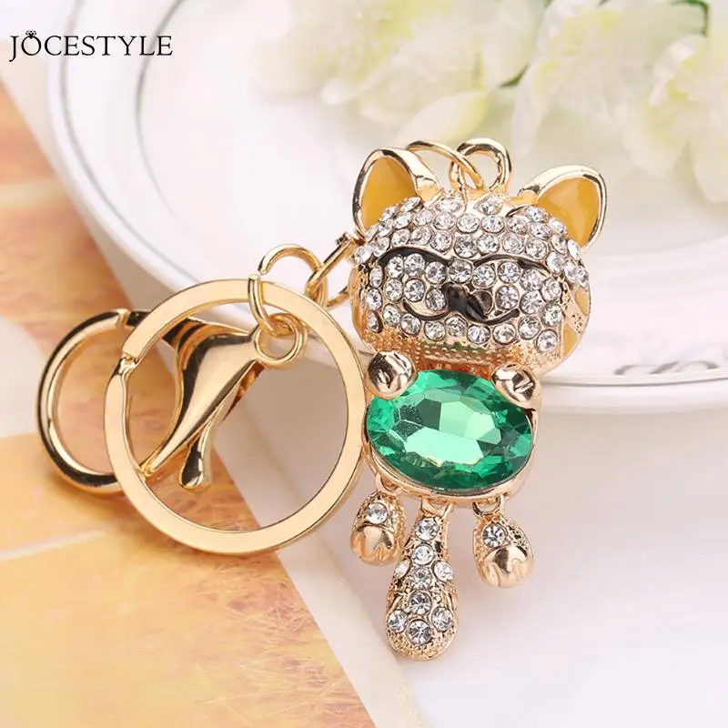 Женский брелок с кристаллами в виде кошки|fashion key ring|key ringcat keychain |