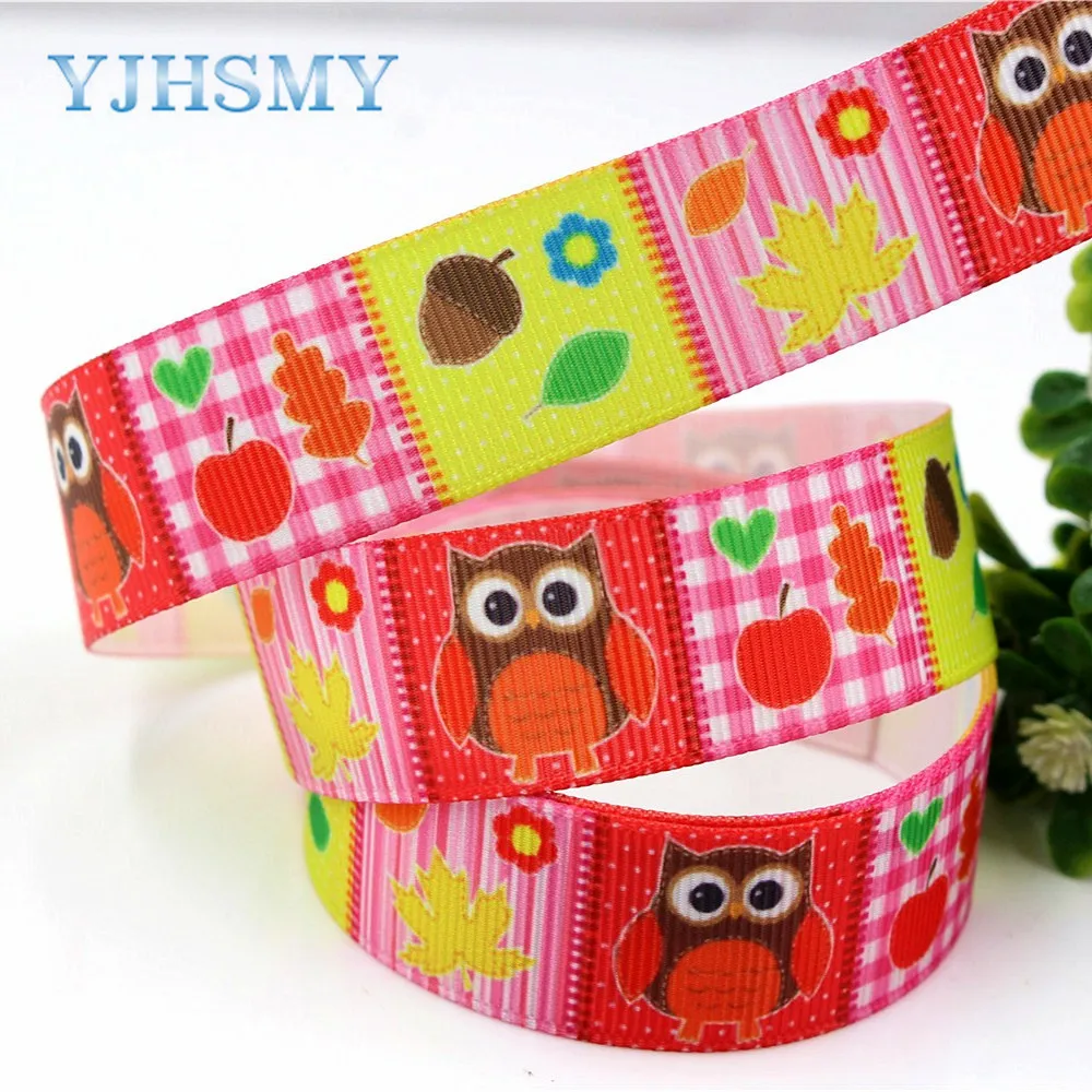 YJHSMY H 17531 1069 10 ярдов 22 мм мультфильм сова термопечать grosgrain Свадебные аксессуары