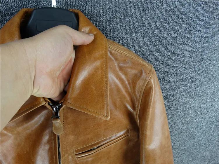 Брендовое классическое кожаное пальто horseskin, мужские куртки из натуральной кожи, модная мужская Тонкая японская куртка, качество