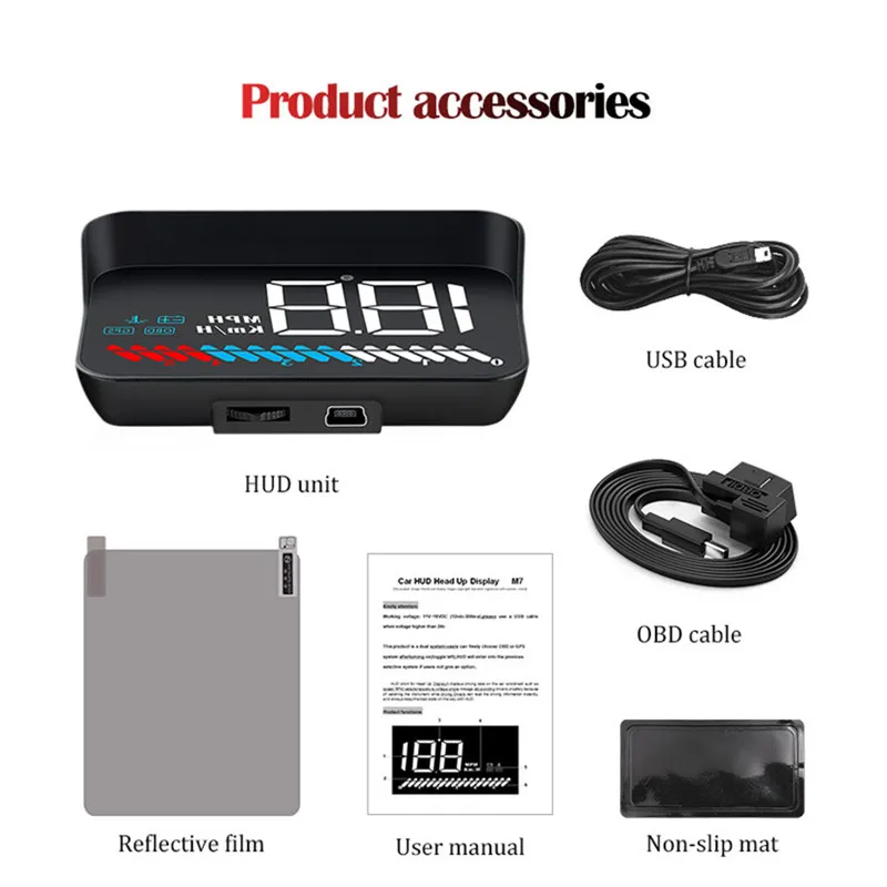 WiiYii M7 HUD OBD2 дисплей GPS с блендой объектива лобовое стекло проектор электронная