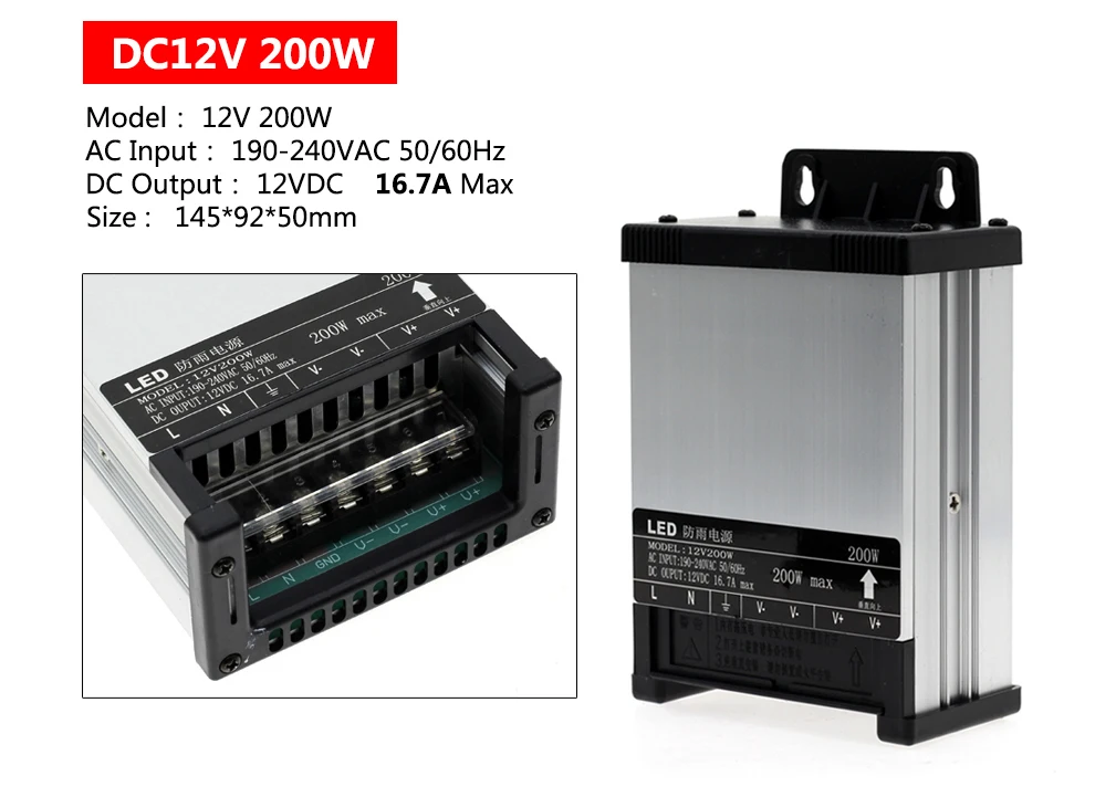 Светодиодный водонепроницаемый источник питания на открытом воздухе DC12V 60 Вт 100 Вт 200 Вт DC24V 250 Вт 400 Вт светодиодный водонепроницаемый адаптер Трансформаторы освещения