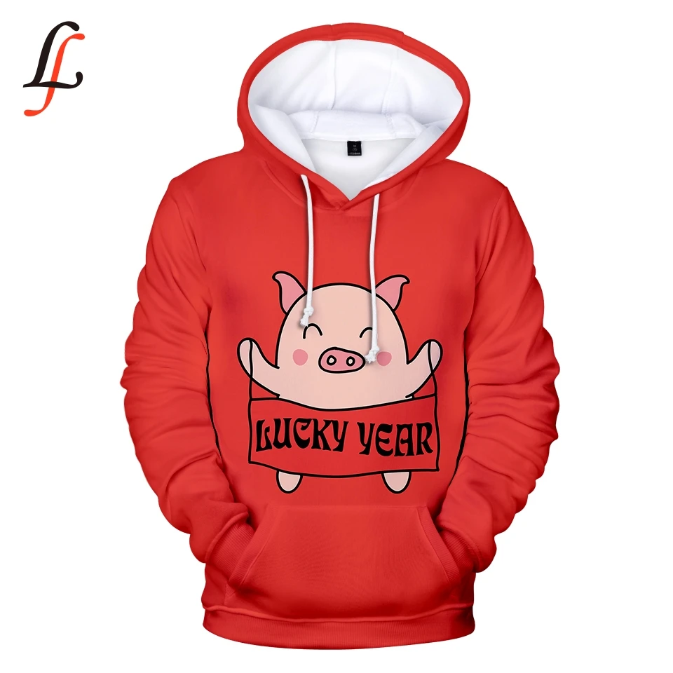 Kpop толстовка с капюшоном HAPPY Pig 3D принт женский и мужской уличный сверхразмерный