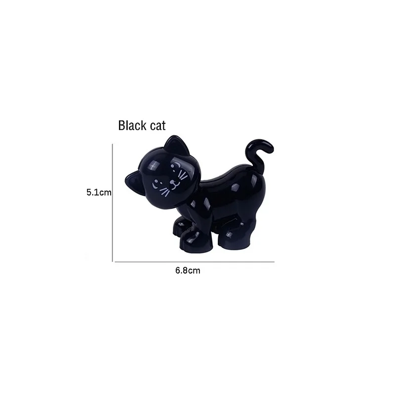 black cat Животные модели серии Фигурки большие Кирпичи Строительные животные мир совместим с Duploed блоки детские развивающие игрушки Детский подарок - Цвет: black cat