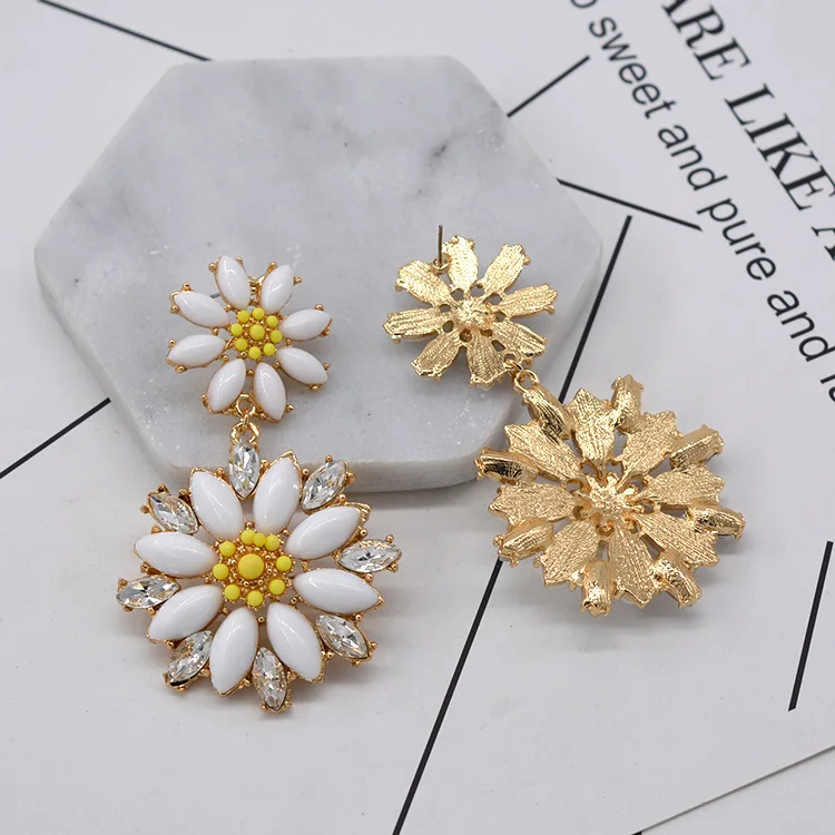 Простые Великолепные серьги-подвески с цветами вечерние серьги кристаллами