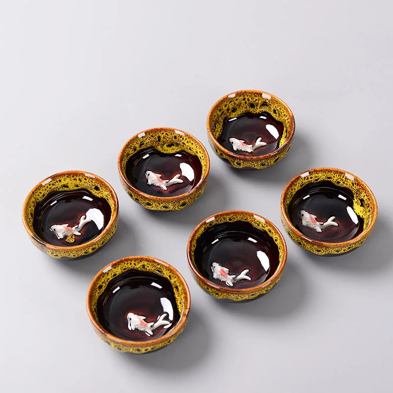 Керамическая чашка для маленькой рыбы чая кунг-фу кальмаров красивый чайный