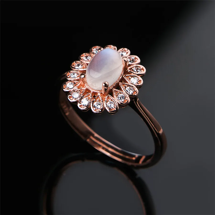 Оригинальное кольцо из натурального лунного камня регулируемый размер с