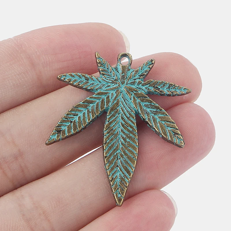 

10pcs Ancient Greek Bronze Pot Leaf Weed Charms Pendants 34x39.5mm