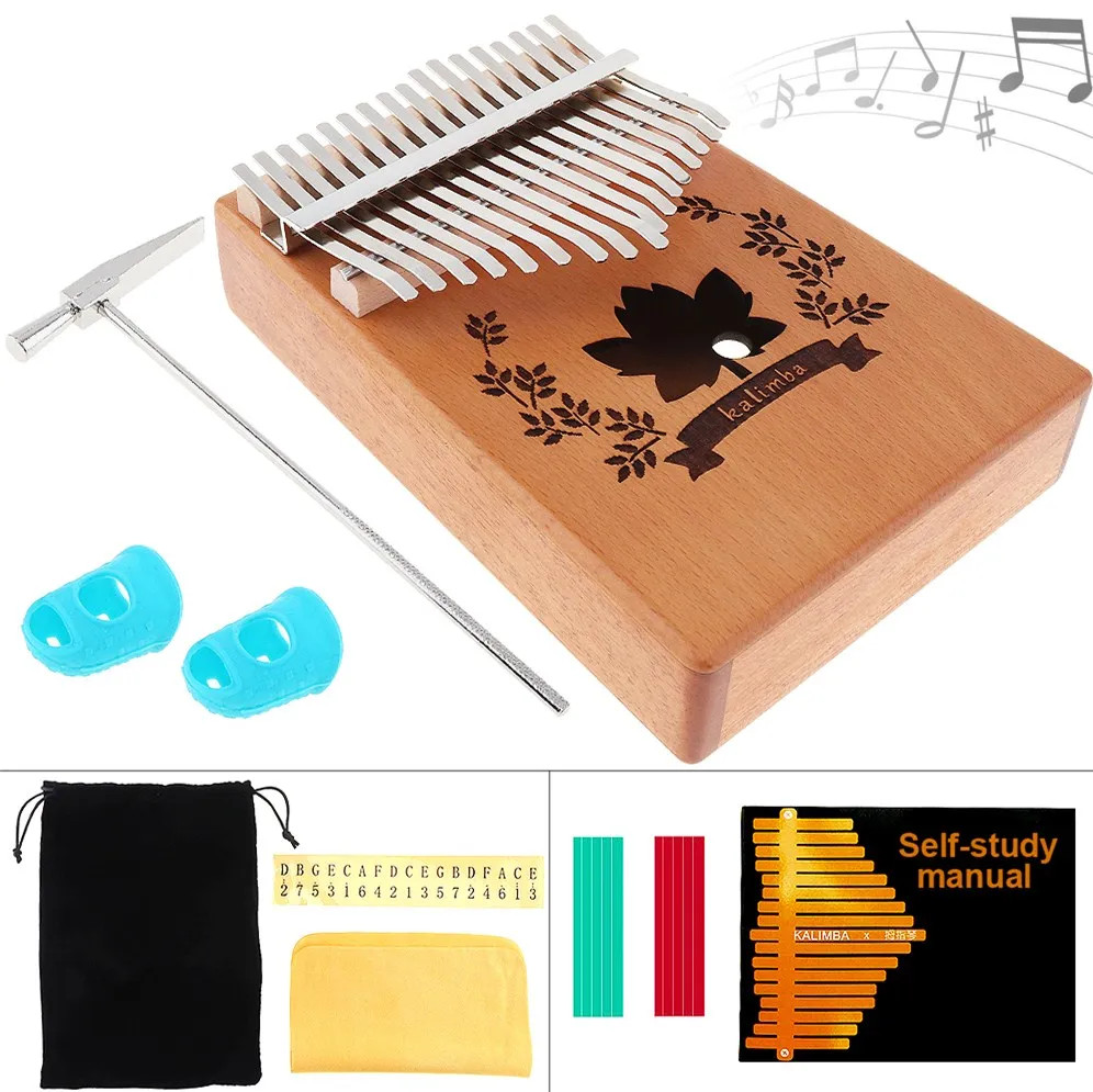 Maple Leaf Pattern 17 ключ Kalimba красное дерево большого пальца пианино с Кленовым листом звук отверстие Mbira натуральный мини клавиатура инструмент - Цвет: Maple Leaf Pattern