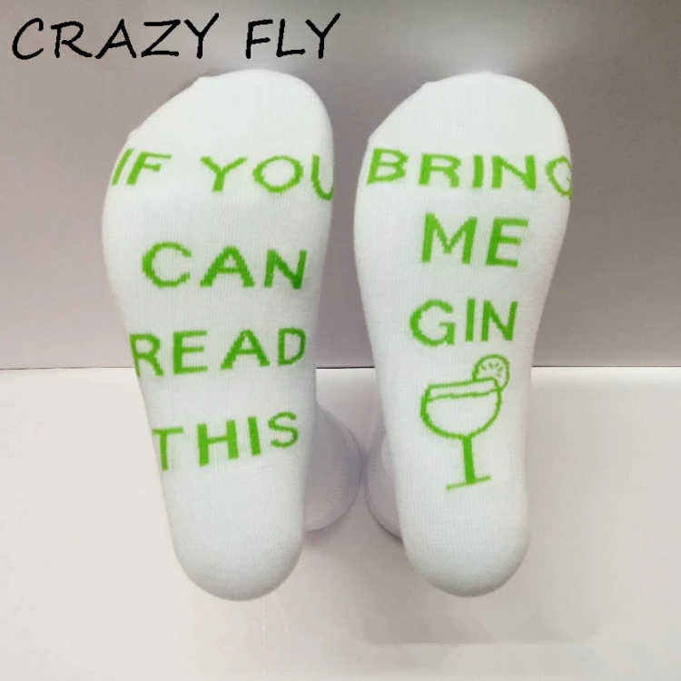 Магазин Crazy Fly If You Can Read This Bring Me Gin английские буквы Женские повседневные носки