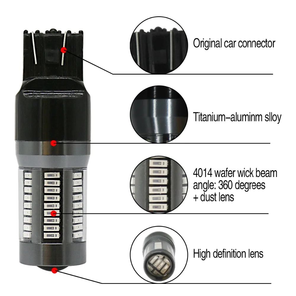 Современный Автомобильная фара DRL 66 W 4014 66SMD Противотуманные фары H7 T20 7440 7443 1156 1157 7000LM белого и красного цветов хода Включите одиночные огни