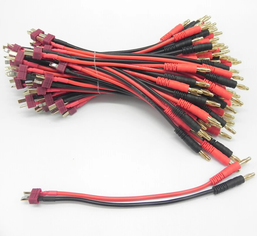 

50 Pcs/Lot Deans T Plug male to 4.0mm Banana Blet Connector Adapter 150MM 14AWG extender cable