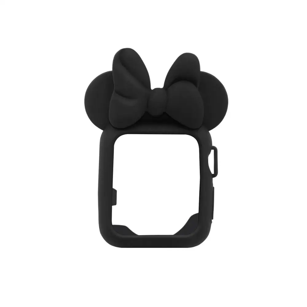 Black black Силиконовый чехол для Apple watch 3 2 1 42 мм 38 мм милый женский мультяшный резиновый чехол для часов hello kitty Minnie для Iwatch 3 2 1 - Цвет ремешка: Black black