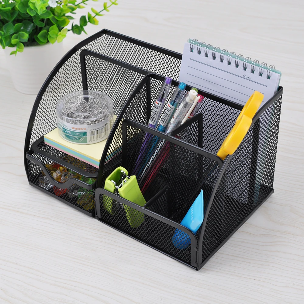 

7 Multi-functional Stationery Storage Box Mesh Desk Organizer Pen Holder ContainerCollection Office School Supplies