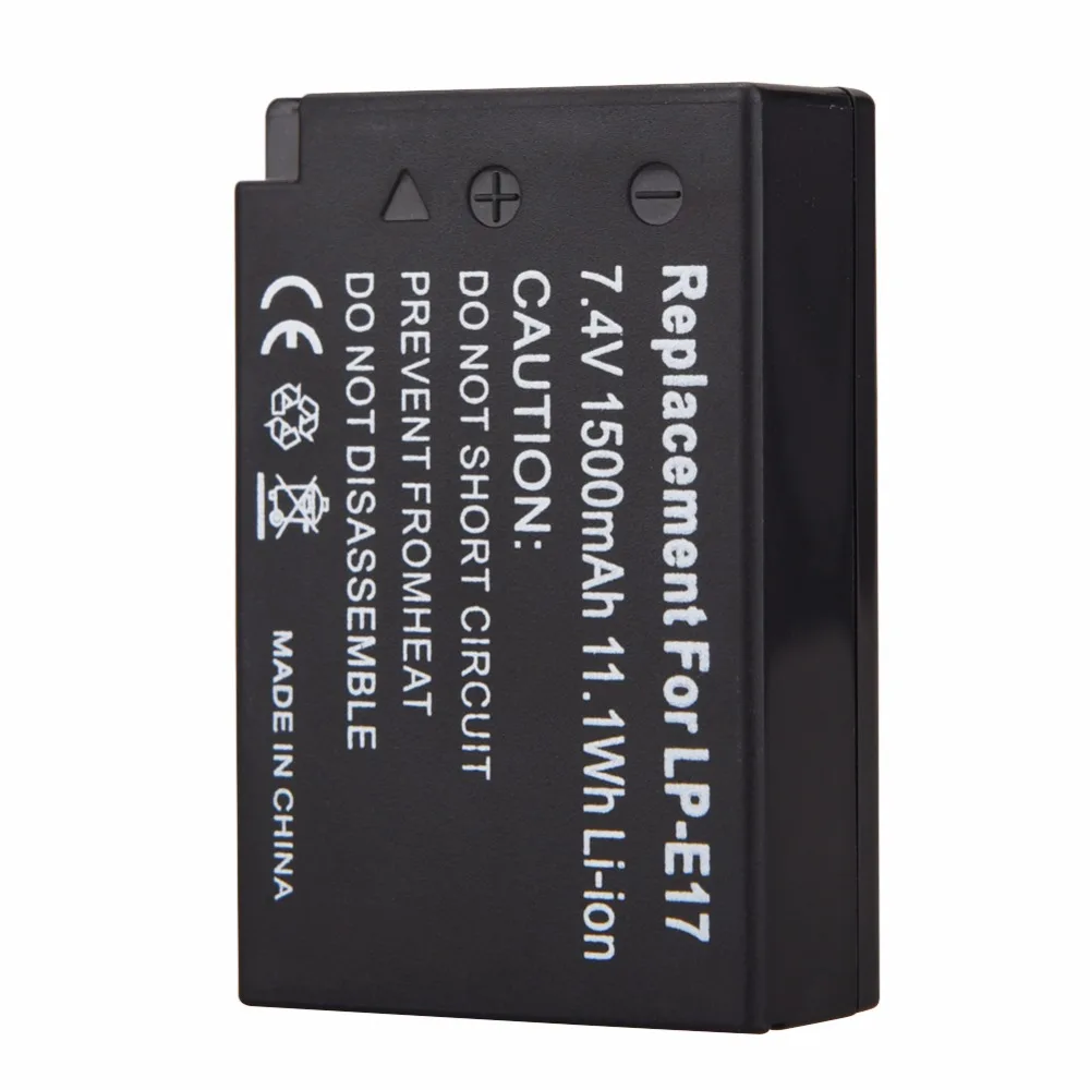 Аккумулятор LP E17 2 шт. 1500 мАч с зарядным устройством USB для Canon EOS 750D 760D M3 M5 T6i T6s |