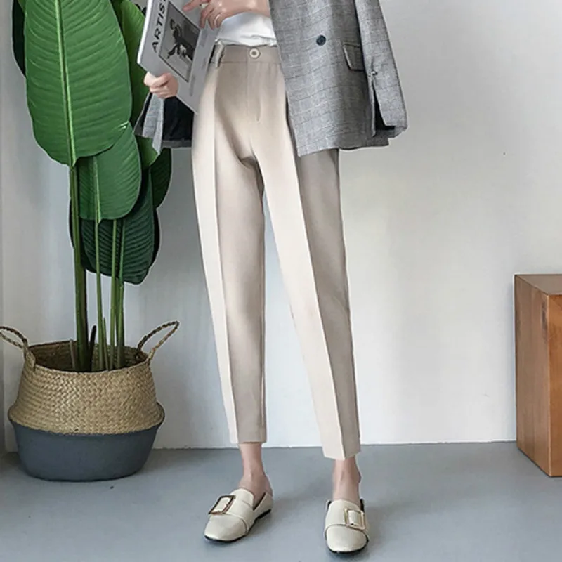 

2020 spring new fashion nine points feet harem pants large size elastic waist loose women's casual pants