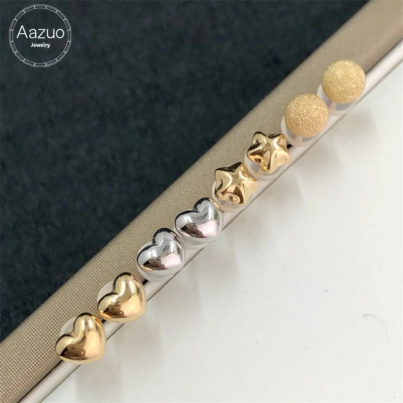 Aazuo Real 18 К Белое золото с настоящими бриллиантами 0.42ct IJ SI классические круглые серьги гвоздики подаренные для женщин Свадебная вечеринка Au750 настоящее золото