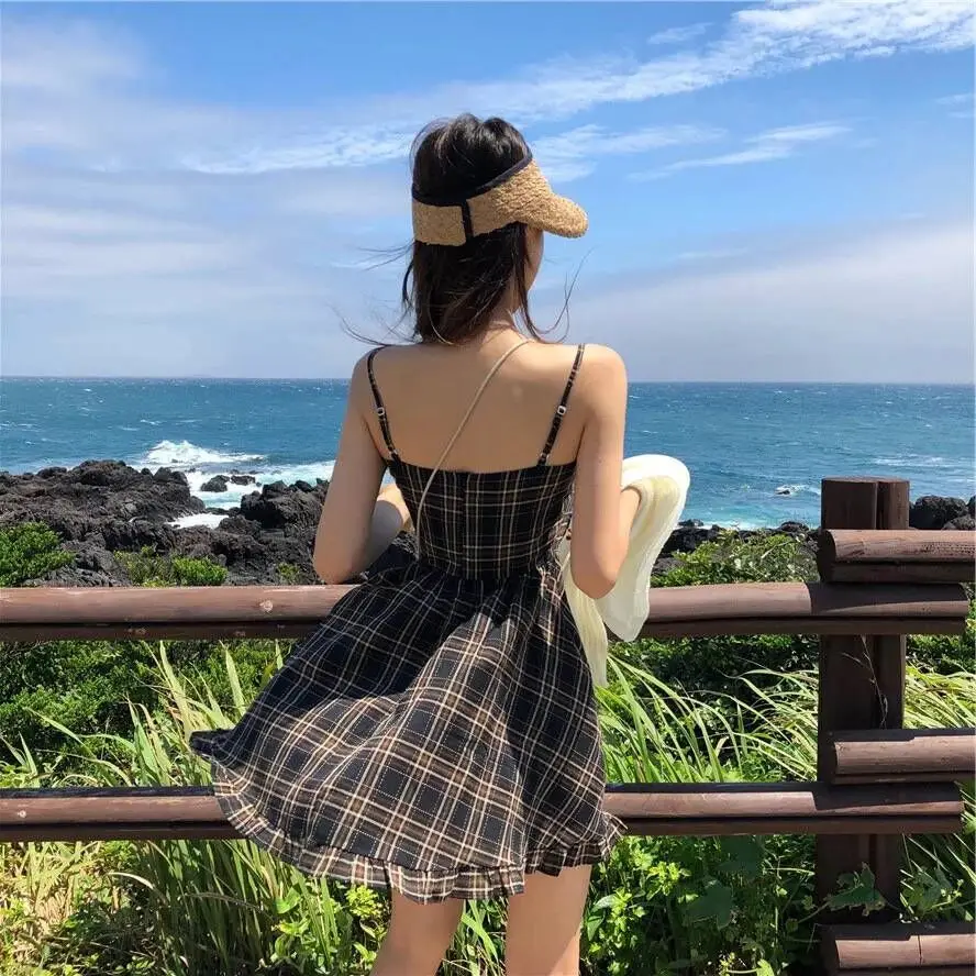 2019 летнее Новое тонкое супер сказочное пляжное платье на бретелях Мини Платье