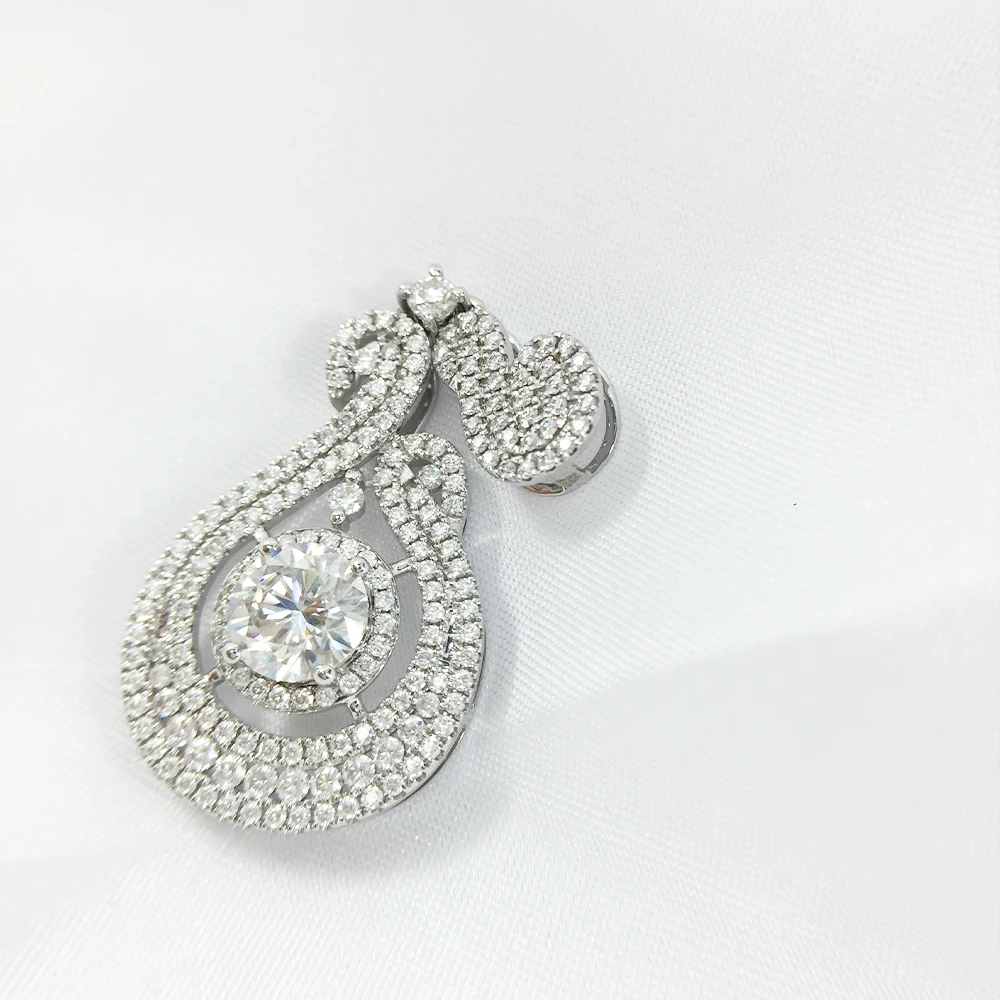 AEAW Lab Grown Moissanite Diamond Solitaire горка подвеска твердая 14 к белое золото для женщин