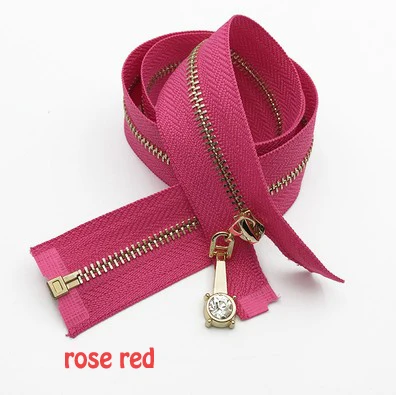 rose red Открытый 60 см Швейные металлические молнии с автоматическим замком Красочные DIY молния аксессуары для одежды пальто мешок обувь декоративная молния D687 - Цвет: rose red