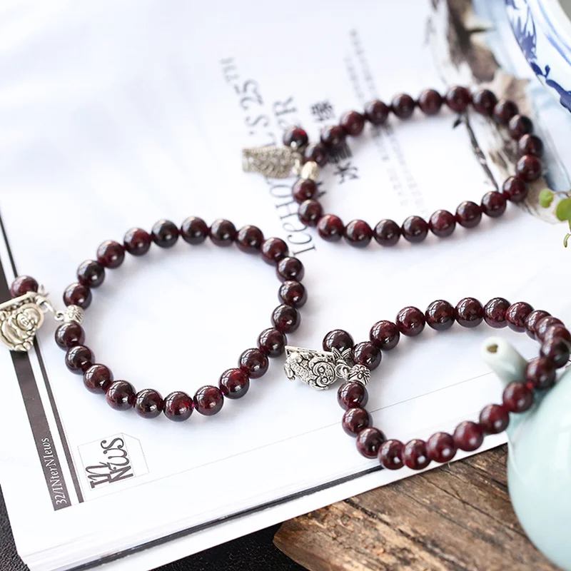 100% AAA 8mm Natural Garnet Bracelet For Women Wine Red Men Jewelry Leaf Shape Chain Gifts | Украшения и аксессуары