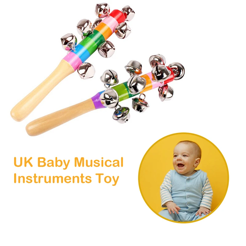 Детский музыкальный инструмент деревянная погремушка ручной Колокольчик