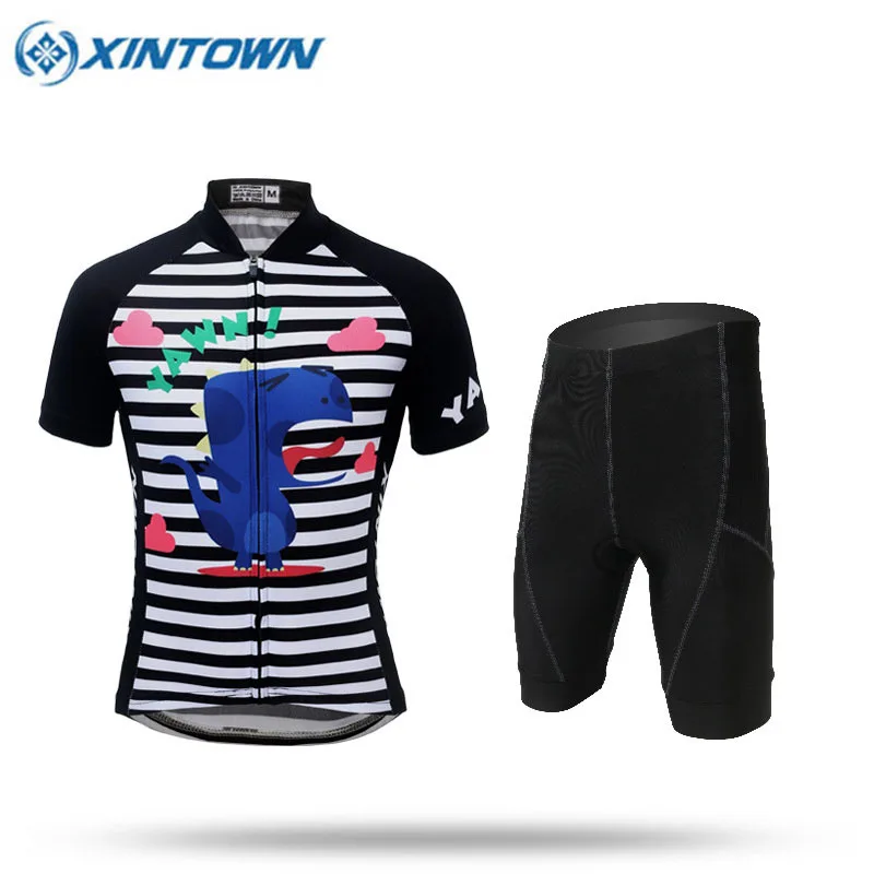 

Stripe Childrens Cycling Jersey Set Kids Cycling Clothing Short Sleeve 3D Gel Shorts Suit Boy Girl Bike Jersey Bicycle Clothing