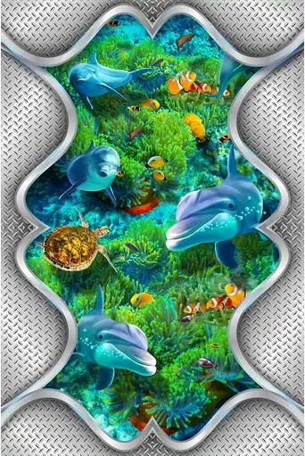 

Пользовательские 3d обои 3d потолочные обои фрески подводный мир Дельфины и морские черепахи водоросли Зенит потолочные фрески, настенные де...