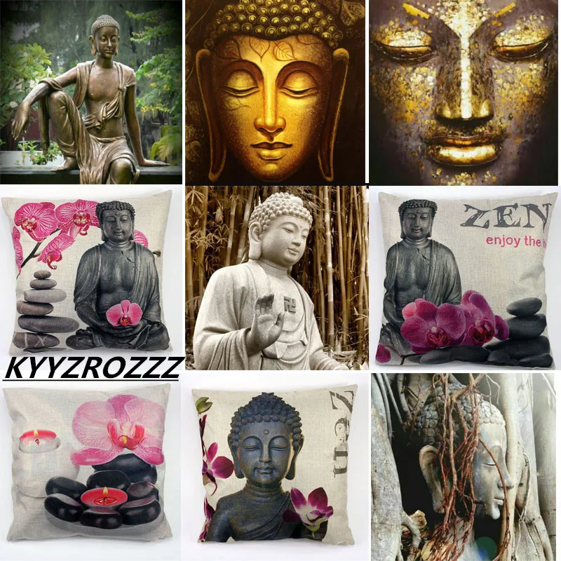 

KYYZROZZZ Cushion cover with Europe style letter printed cushion cover Decorate buddha throw pillow case decorate sofa