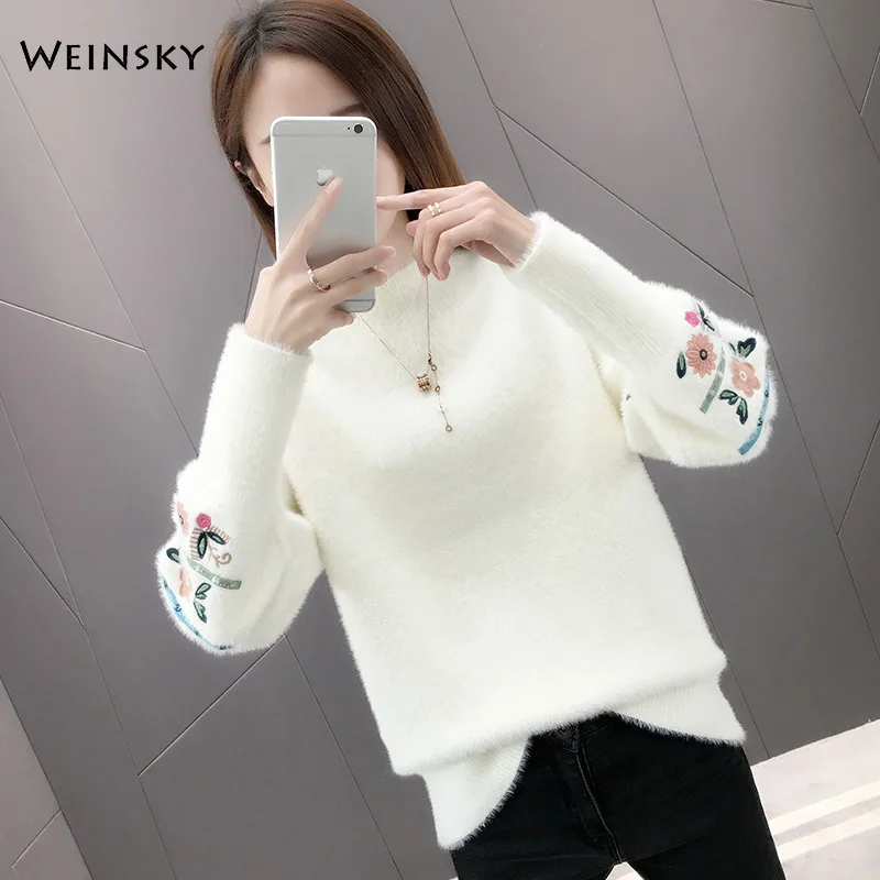 Бежевый Women Knitted Sweater And Pullovers Korean Fashion Style Turtleneck Sweaters Autumn And Winter New Wool Yellow Sweater - Цвет: Бежевый