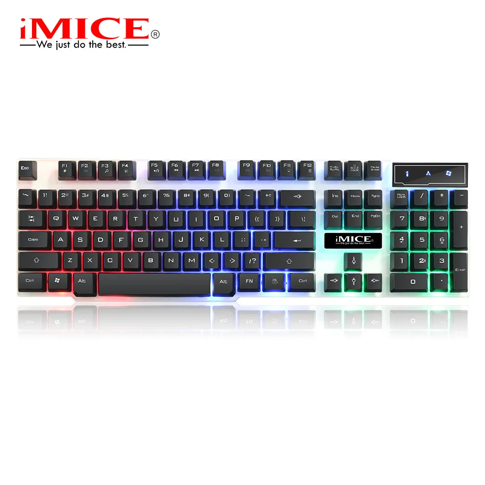 IMice игровая механическая клавиатура с подсветкой и подсветкой RGB Gamer для компьютера, ПК, ноутбука, светодиодный ключ, крышка s - Цвет: Black White