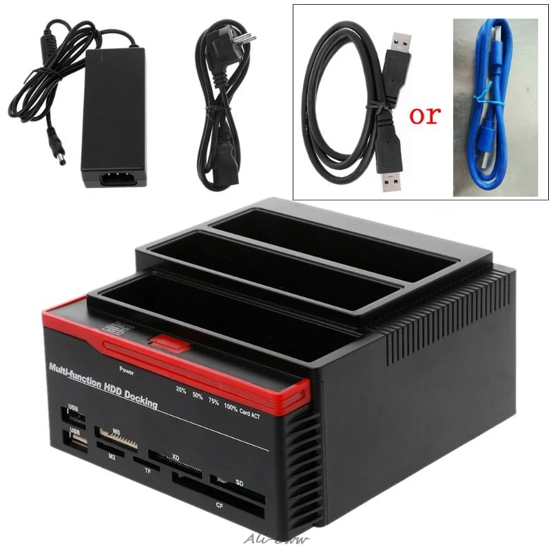 Все в 1 USB 3,0 для SATA IDE Внешний 2," /3,5" жесткий диск HDD док-станция кардридер EU/US Plug высокое качество