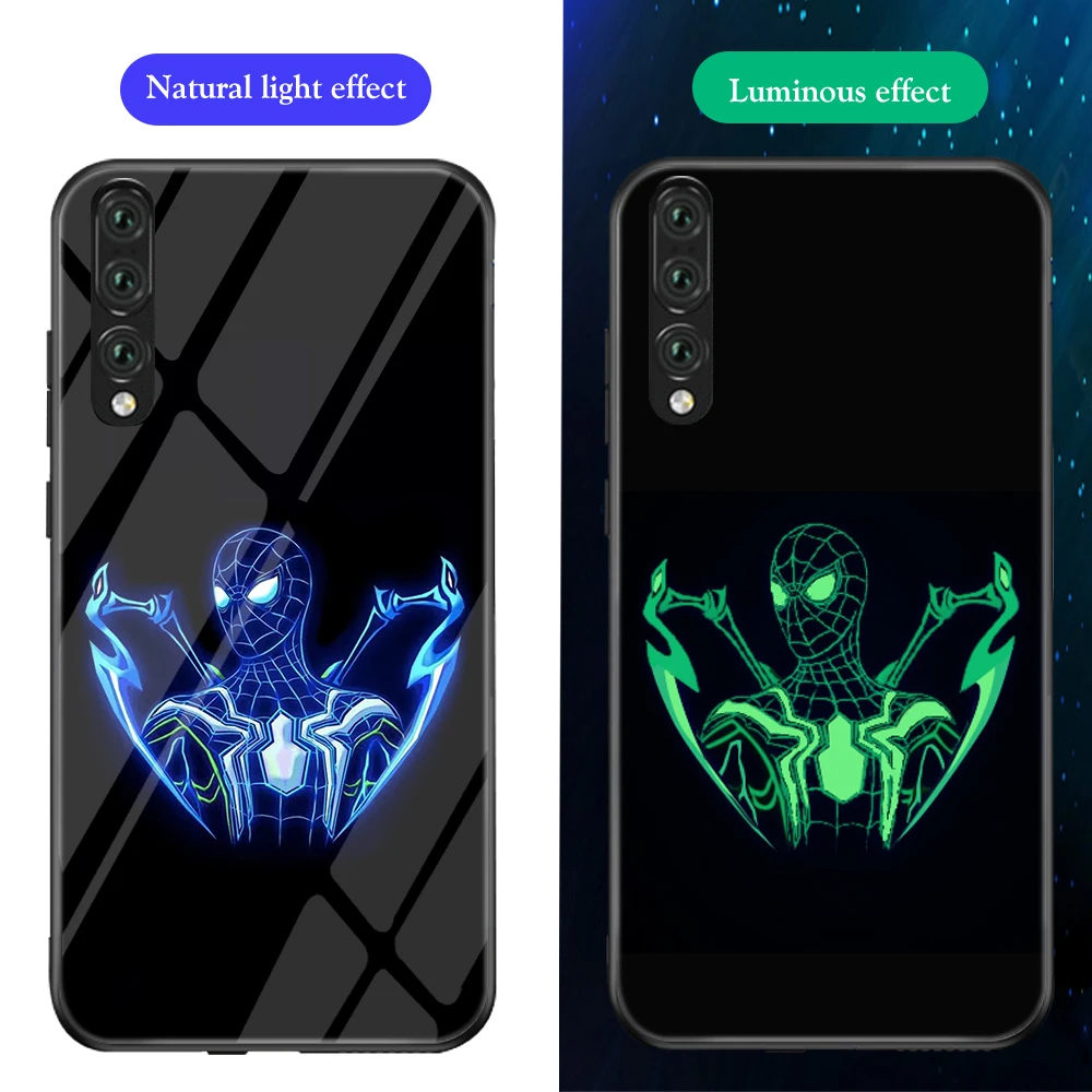 ciciber Phone Case for Huawei P30 Lite Pro Marvel Captain America Logo Luminous Glass Cover For P20 Coque Funda |
