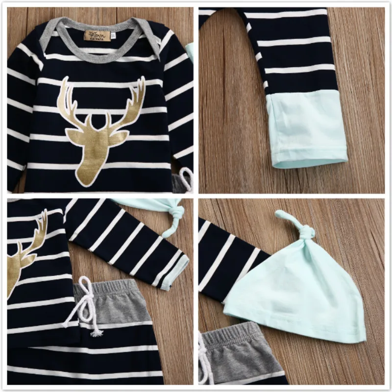 3 шт./комплект Топ с длинным рукавом и шапка | Детская одежда обувь