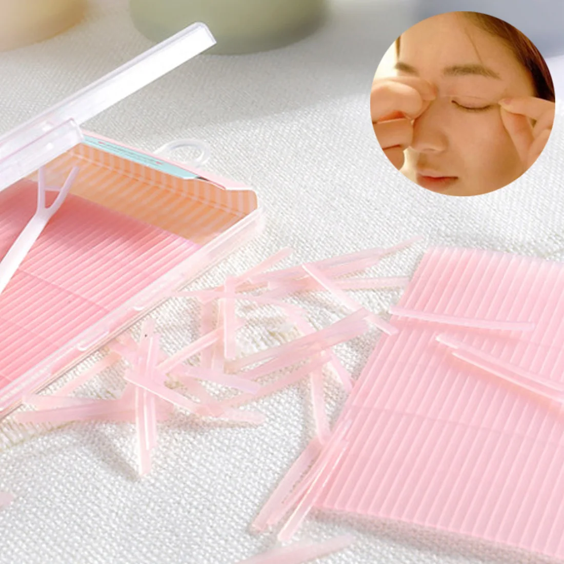 Двойными бортами Наклейки веко/эластичное волокно/клей медицинский EyeTape полоски для естественно выглядящие смятой Eyelid225pcs/комплект