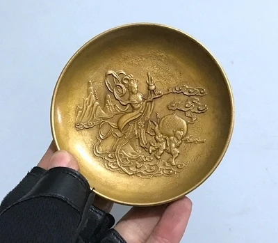 Bronze objects antique brass plates home decoration Qianlong ancient products. | Дом и сад