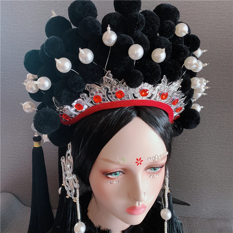 7 видов конструкций Bobbles queen тиара с кистями преувеличивать Личности шоу на сцене модель Тиара для волос тематическая фотография Пекинская оперная шляпа