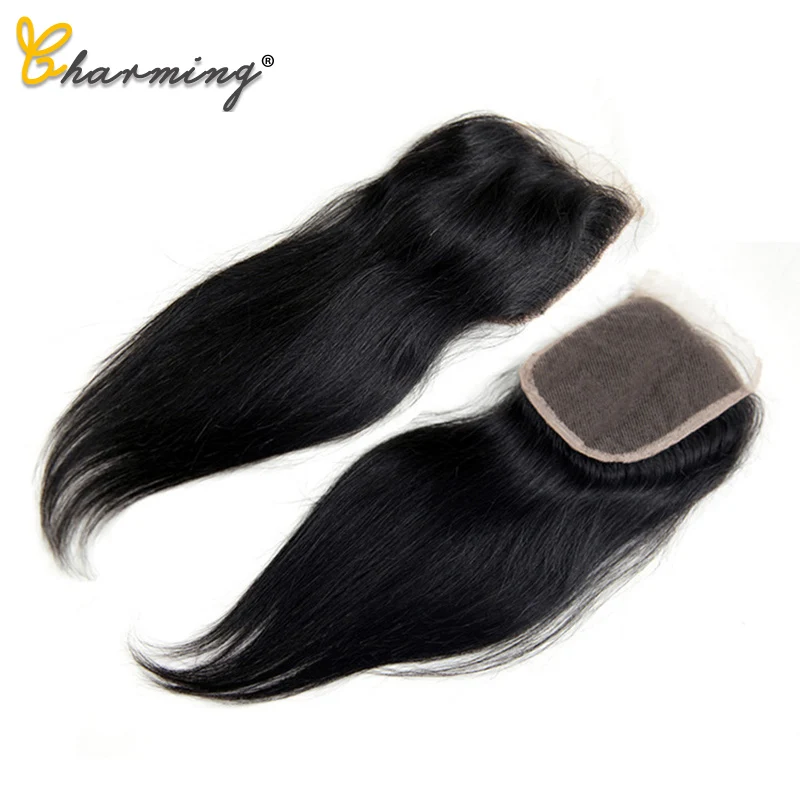 Очаровательные прямые кружевные застежки бразильский естественный цвет 4*4