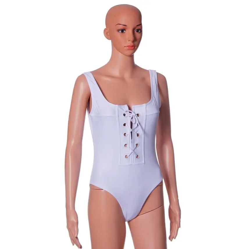 Сексуальный цельный купальный костюм 2018 для женщин бандажный боди однотонный