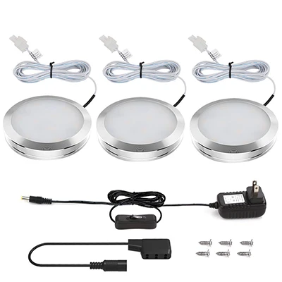3/6 шт. светодиодная подсветка под шкаф 12V 2,5 W Кухня шкаф ночной Светильник s домашняя костюмерная счетчик мебельная полка противотуманная фара с переключателем - Цвет: 3Pcs