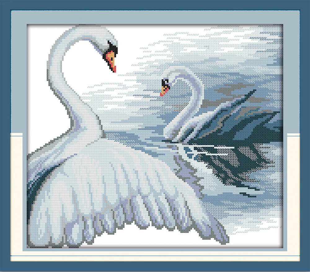 Два лебедя холст DMC Вышивка крестиком Наборы вышивания Набор для рукоделие | Дом и